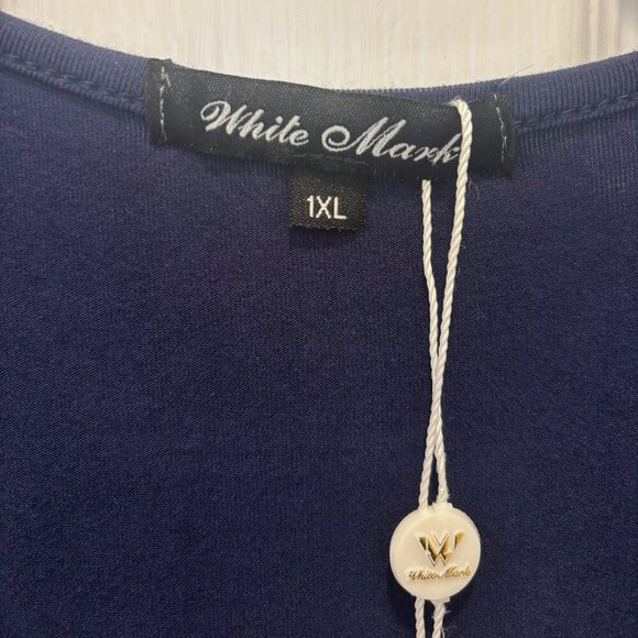 White Mark Short Sleeve V-neck Maxi Dress - Plus Size 1X - Navy - Picture 5 of 5